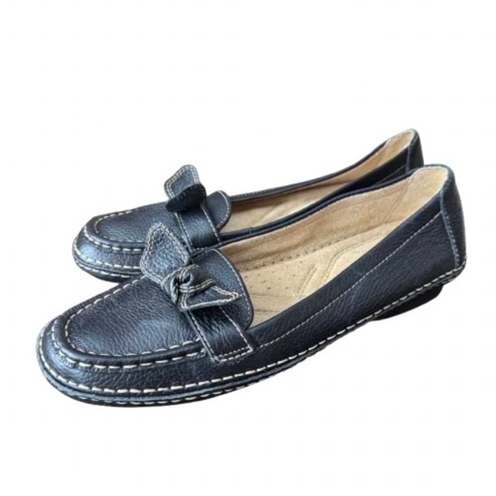 Naturalizer 7.5 Narrow Levity Black Leather Flats Comfy Basic Shoes Slip On